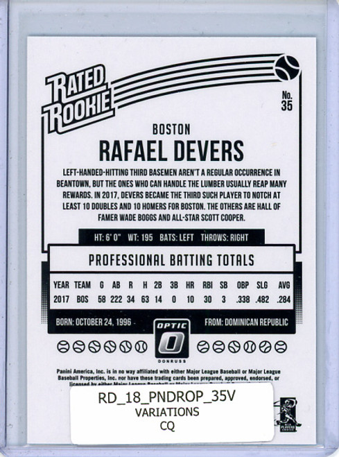 Rafael Devers 2018 Donruss Optic #35 Variations (CQ)