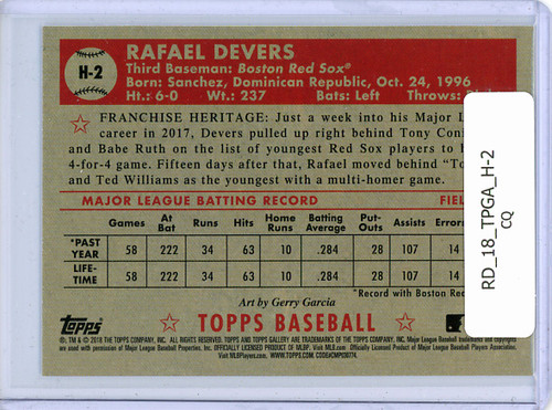 Rafael Devers 2018 Gallery, Heritage #H-2 (CQ)