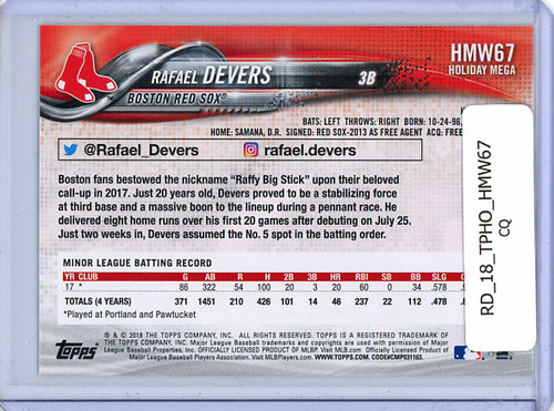 Rafael Devers 2018 Topps Holiday #HMW67 (CQ)