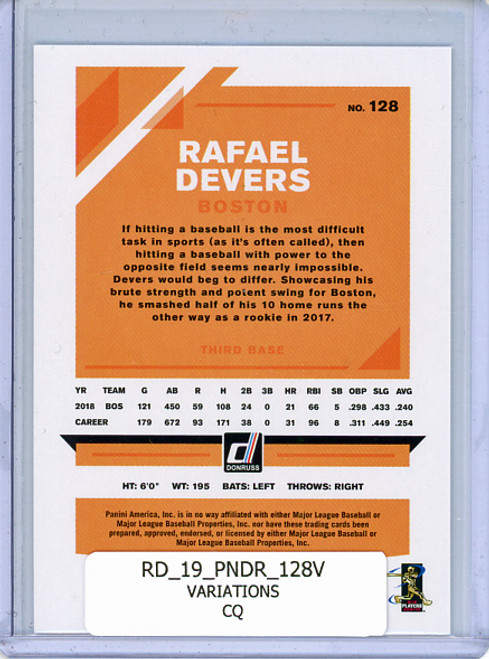 Rafael Devers 2019 Donruss #128 Variations (CQ)