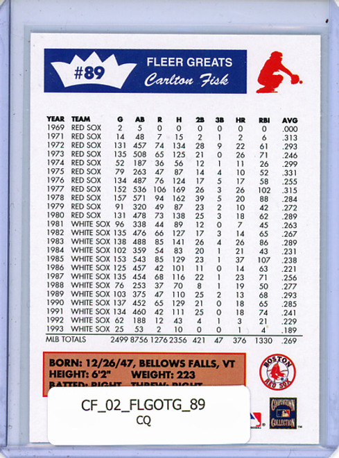 Carlton Fisk 2002 Fleer Greats of the Game #89 (CQ)