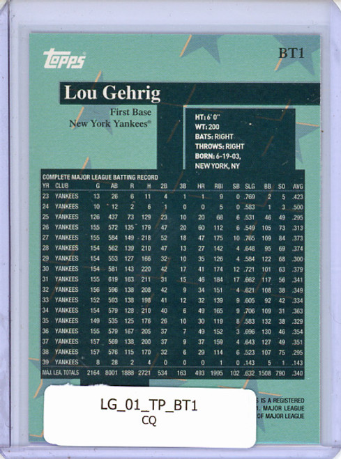 Lou Gehrig 2001 Topps, Before There Was Topps #BT1 (CQ)