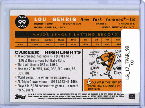 Lou Gehrig 2017 Archives #99 (CQ)