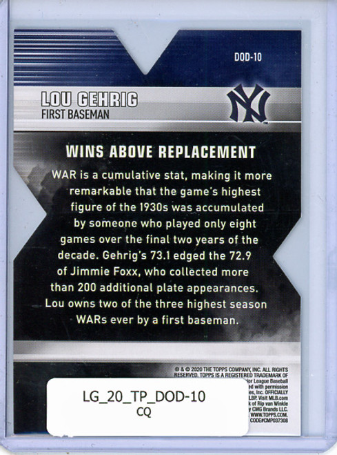 Lou Gehrig 2020 Topps, Decade of Dominance #DOD-10 (CQ)