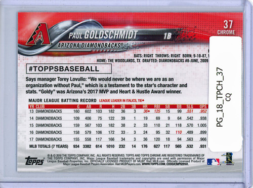 Paul Goldschmidt 2018 Topps Chrome #37 (CQ)