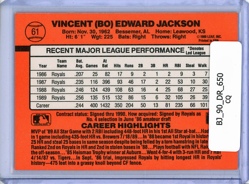 Bo Jackson 1990 Donruss #650 (CQ)