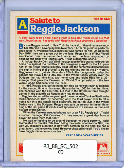 Reggie Jackson 1988 Score #502 Yankees (CQ)