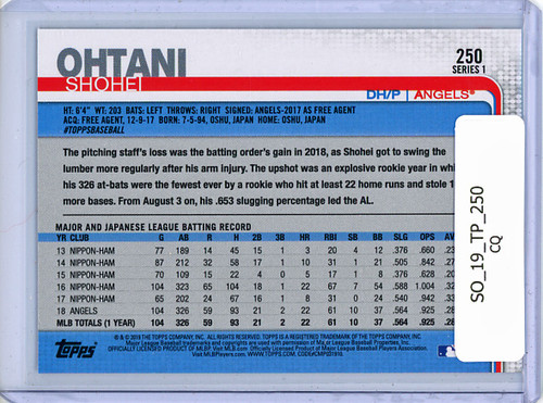 Shohei Ohtani 2019 Topps #250 (CQ)