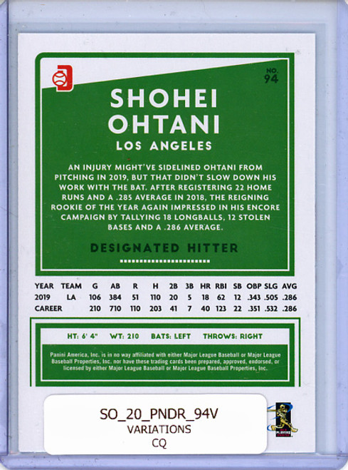 Shohei Ohtani 2020 Donruss #94 Variations (CQ)