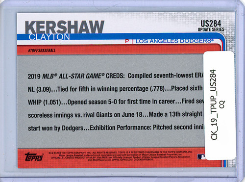 Clayton Kershaw 2019 Topps Update #US284 All-Star (CQ)