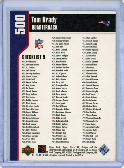 Tom Brady 2002 Upper Deck XL #500 Checklist 5 (1) (CQ)