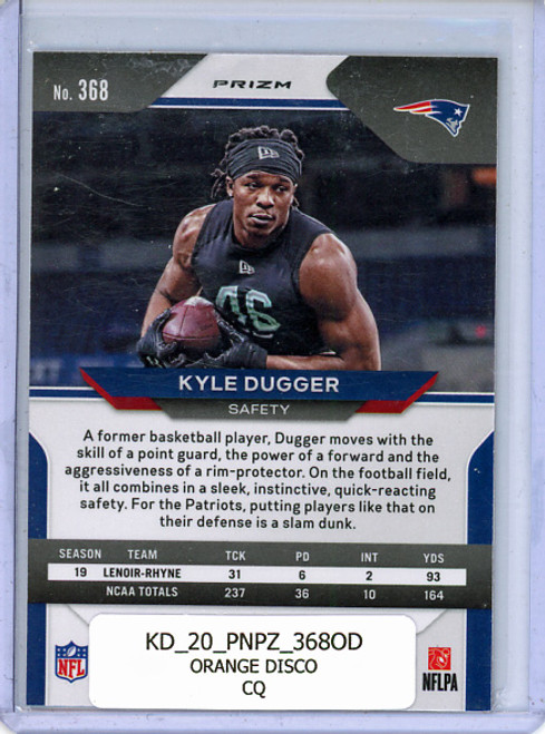 Kyle Dugger 2020 Prizm #368 Orange Disco (CQ)