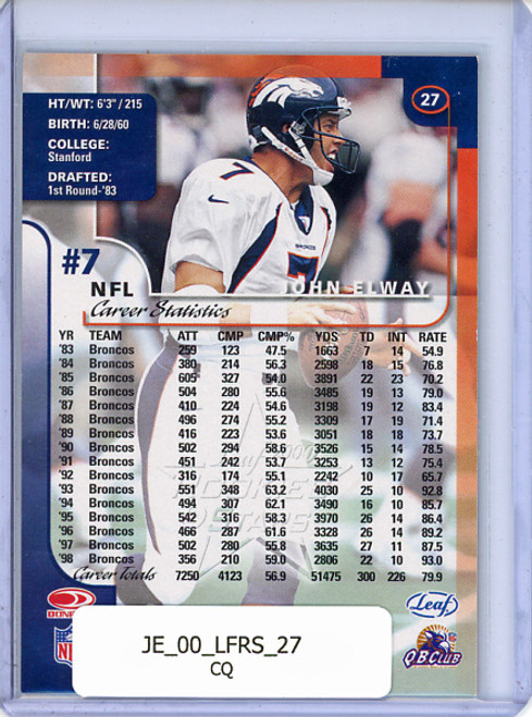 John Elway 2000 Leaf Rookies & Stars #27 (CQ)