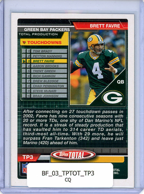 Brett Favre 2003 Topps Total, Total Production #TP3 (CQ)