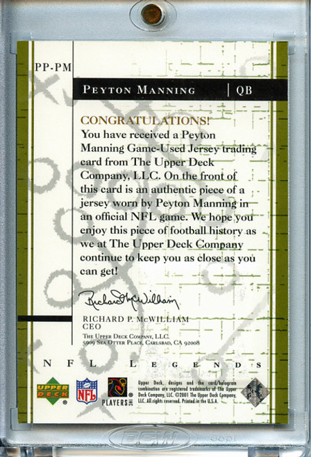 Peyton Manning 2001 Legends, Past Patterns Jersey #PP-PM (1)