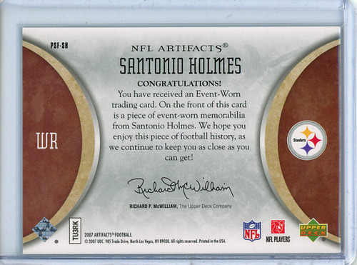 Santonio Holmes 2007 Artifacts, Photo Shoot Flashback Fabrics #PSF-SH (#135/350) (CQ)