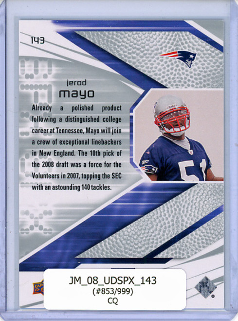 Jerod Mayo 2008 SPx #143 (#853/999) (CQ)