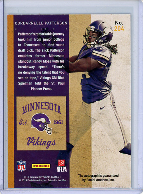 Cordarrelle Patterson 2013 Contenders #204 SP Rookie Autographs (1) (CQ)