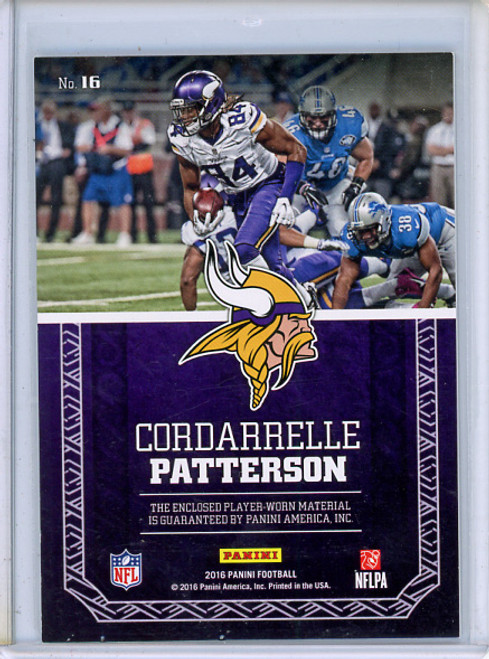 Cordarrelle Patterson 2016 Panini, Gridiron Warriors Jerseys #16 (#185/199) (CQ)