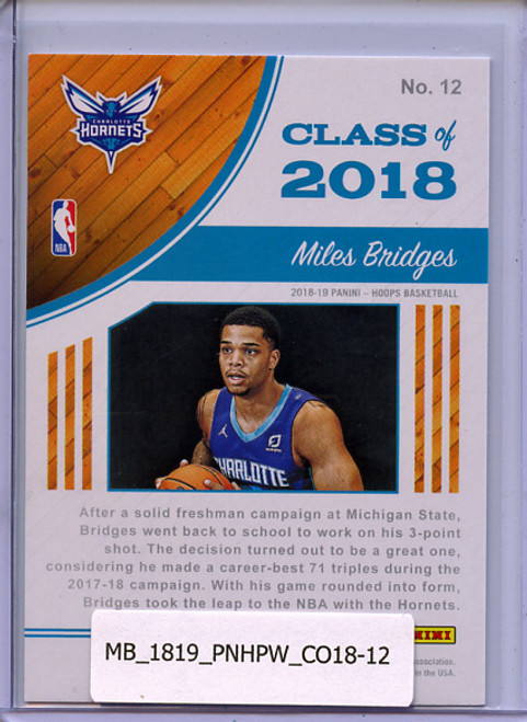 Miles Bridges 2018-19 Hoops, Class of 2018 #12 Winter