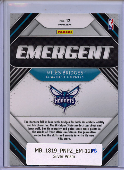 Miles Bridges 2018-19 Prizm, Emergent #12 Silver