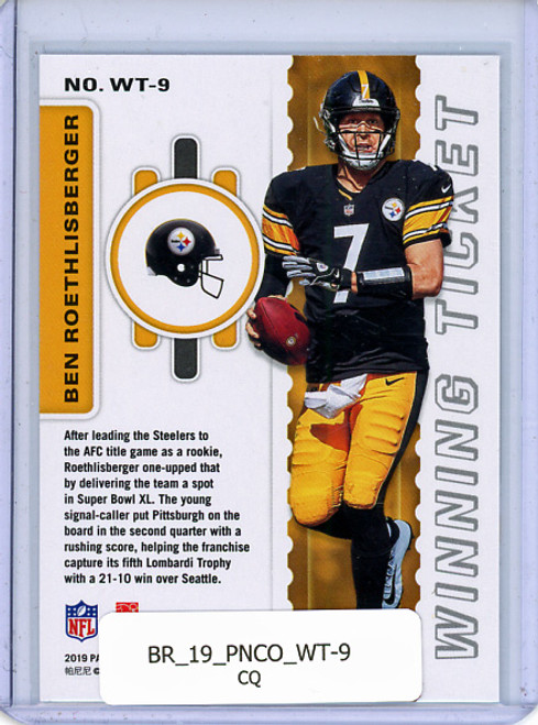 Ben Roethlisberger 2019 Contenders, Winning Ticket #WT-9 (CQ)