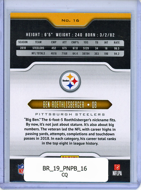 Ben Roethlisberger 2019 Playbook #16 (CQ)