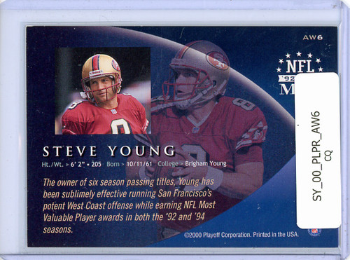 Steve Young 2000 Playoff Prestige, Award Winning Performers #AW6 (CQ)