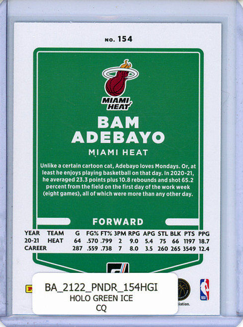 Bam Adebayo 2021-22 Donruss #154 Holo Green Ice (CQ)