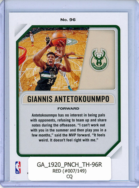 Giannis Antetokounmpo 2019-20 Chronicles, Threads #96 Red (#007/149) (CQ)