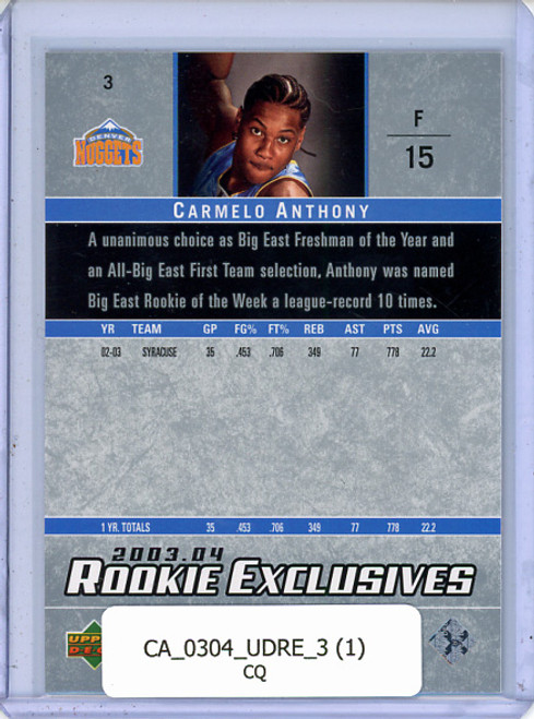 Carmelo Anthony 2003-04 Rookie Exclusives #3 (1) (CQ)