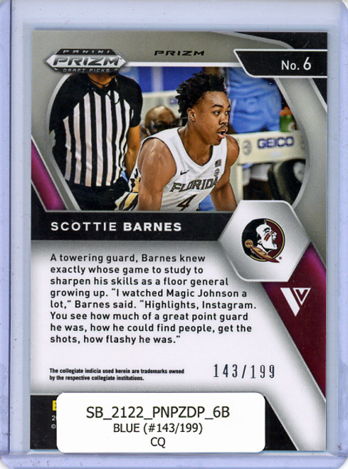 Scottie Barnes 2021-22 Prizm Draft Picks #6 Blue (#143/199) (CQ)