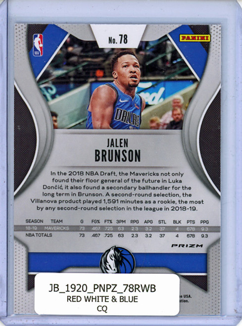 Jalen Brunson 2019-20 Prizm #78 Red White & Blue (CQ)