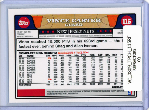 Vince Carter 2008-09 Topps Chrome #115 Refractors (CQ)