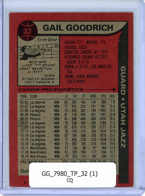 Gail Goodrich 1979-80 Topps #32 (1) (CQ)