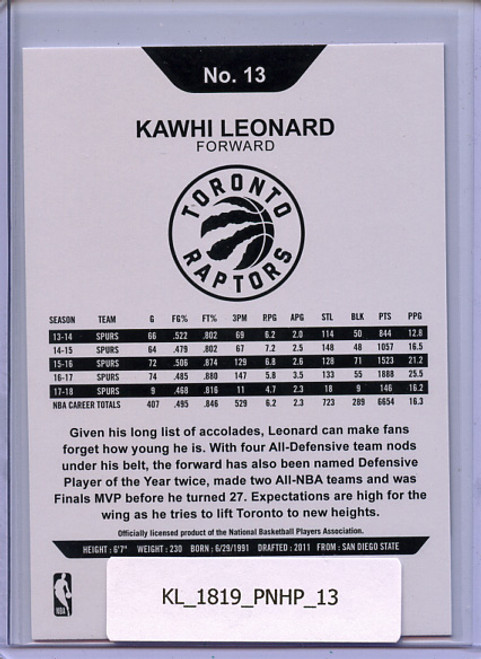 Kawhi Leonard 2018-19 Hoops #13