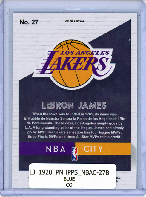 LeBron James 2019-20 Hoops Premium Stock, NBA City #27 Blue (CQ)