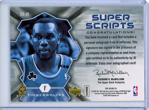 Al Jefferson 2007-08 SPx, Super Scripts #SS-JE (1) (CQ)