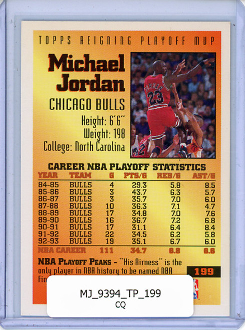 Michael Jordan 1993-94 Topps #199 Reigning Playoff MVP (CQ)