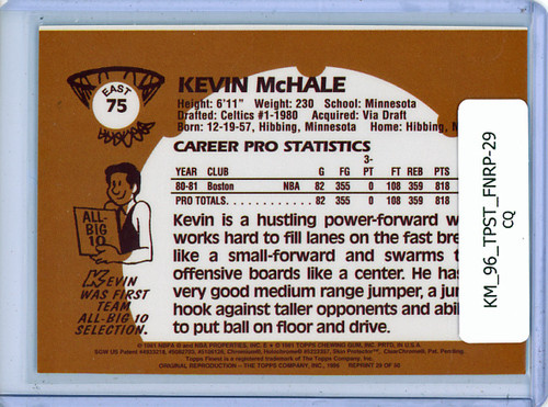 Kevin McHale 1996 Topps Stars, Finest Reprints #29 (CQ)
