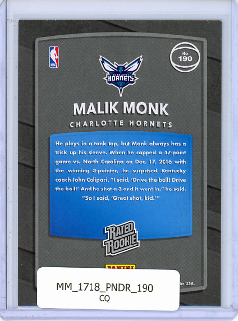 Malik Monk 2017-18 Donruss #190 (CQ)