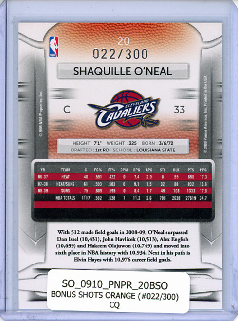 Shaquille O'Neal 2009-10 Prestige #20 Bonus Shots Orange (#022/300) (CQ)