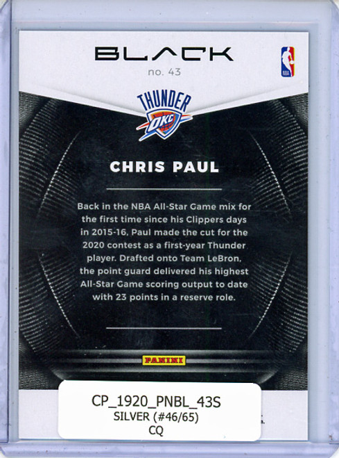 Chris Paul 2019-20 Panini Black #43 Silver (#46/65) (CQ)