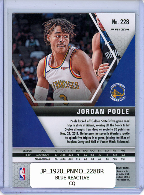 Jordan Poole 2019-20 Mosaic #228 Blue Reactive (CQ)