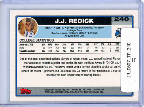 JJ Redick 2006-07 Topps #240 (CQ)