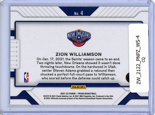 Zion Williamson 2021-22 Prizm, Widescreen #4 (CQ)