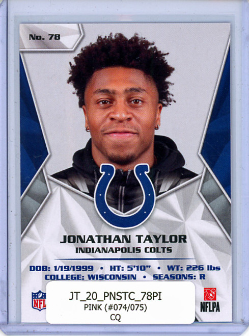 Jonathan Taylor 2020 Panini Stickers #78 Cards Pink (#074/075) (CQ)