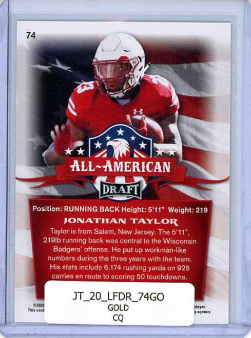 Jonathan Taylor 2020 Leaf Draft #74 All-American Gold (CQ)