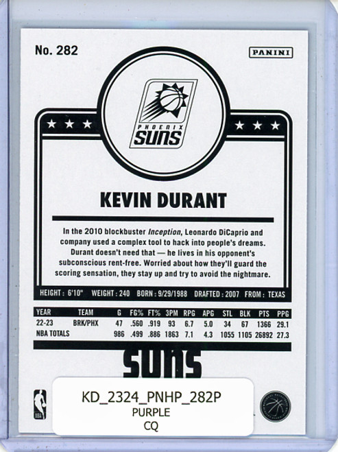 Kevin Durant 2023-24 Hoops #282 Tribute Purple (CQ)