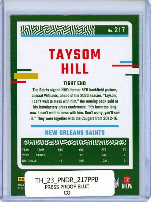 Taysom Hill 2023 Donruss #217 Press Proof Blue (CQ)